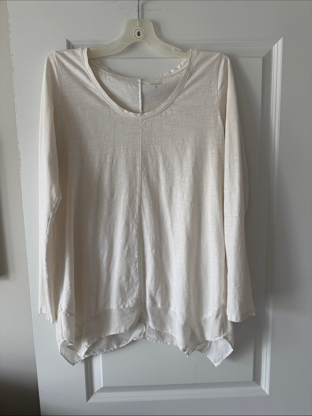 Garnet Hill Cream Long-Sleeve Scoop Neck Tunic